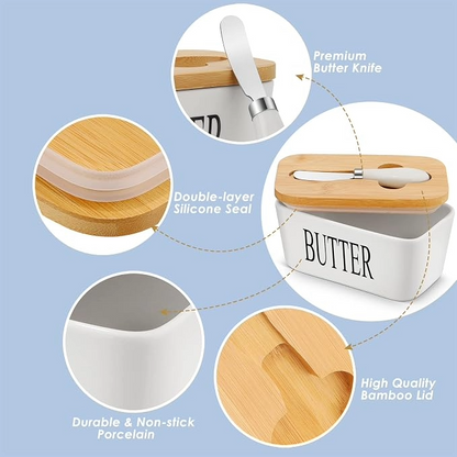 Butter Box 15.5x9cm Ceramic w/knife