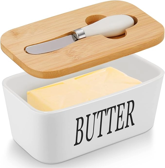 Butter Box 15.5x9cm Ceramic w/knife