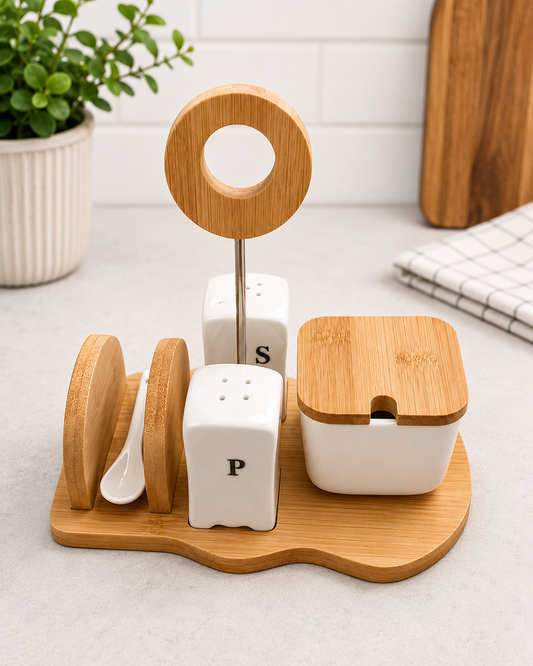 Bamboo Condiment Set 4pc