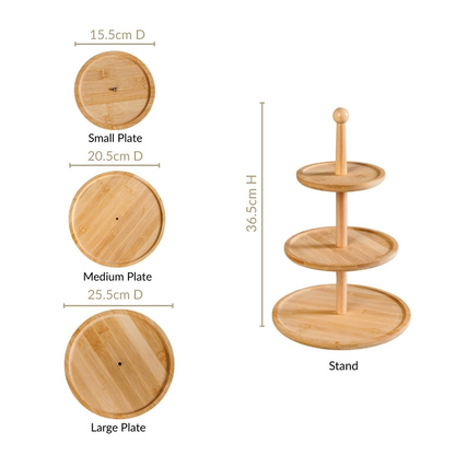 Cake Tray 3Tier 25x31cm Bamboo