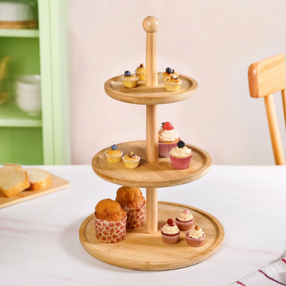 Cake Tray 3Tier 25x31cm Bamboo