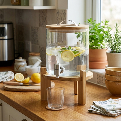 Glass Juice Dispenser w/Lid 5L