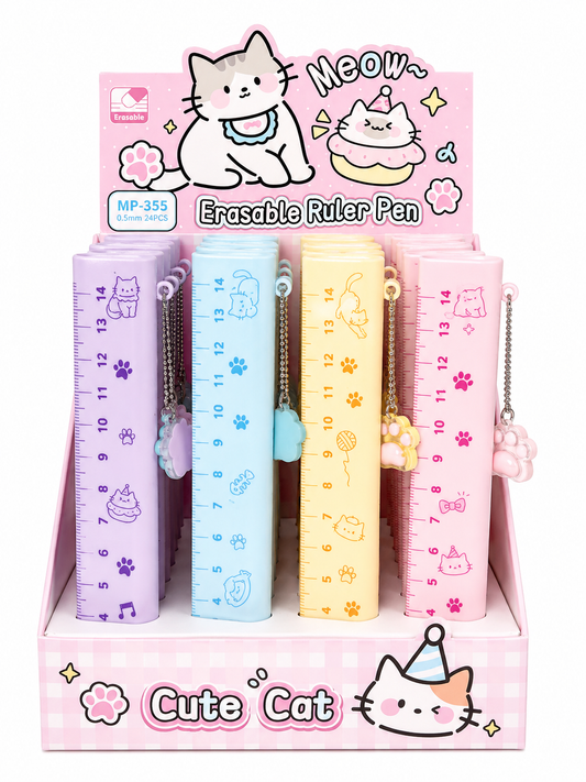 Cute Cat  Erasable Pen w/Ruler