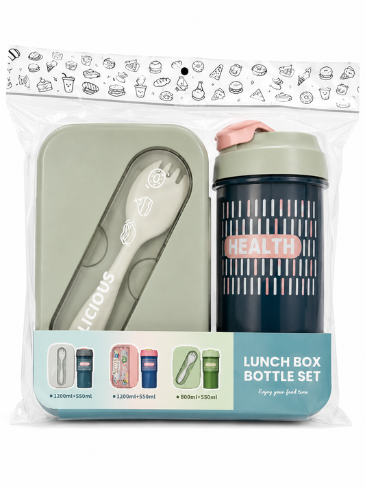 Kids Lunch Box Set w/Water Bottle Asst.