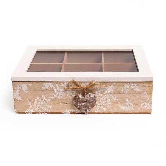 Tea Box MDF W/Heart 23 x7x15cm