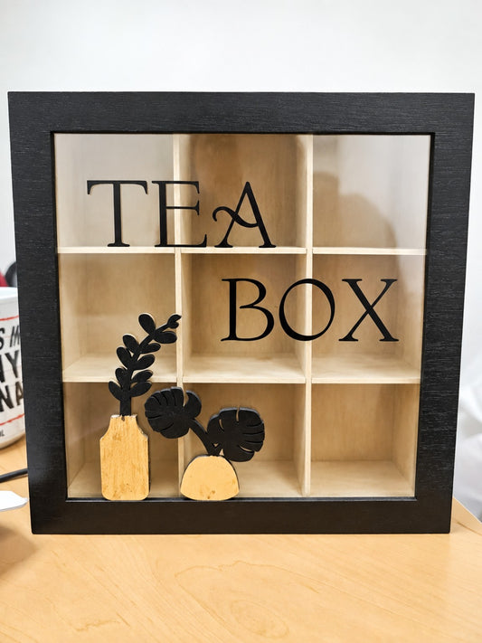Tea Box MDF w/Plant 22x22x10cm