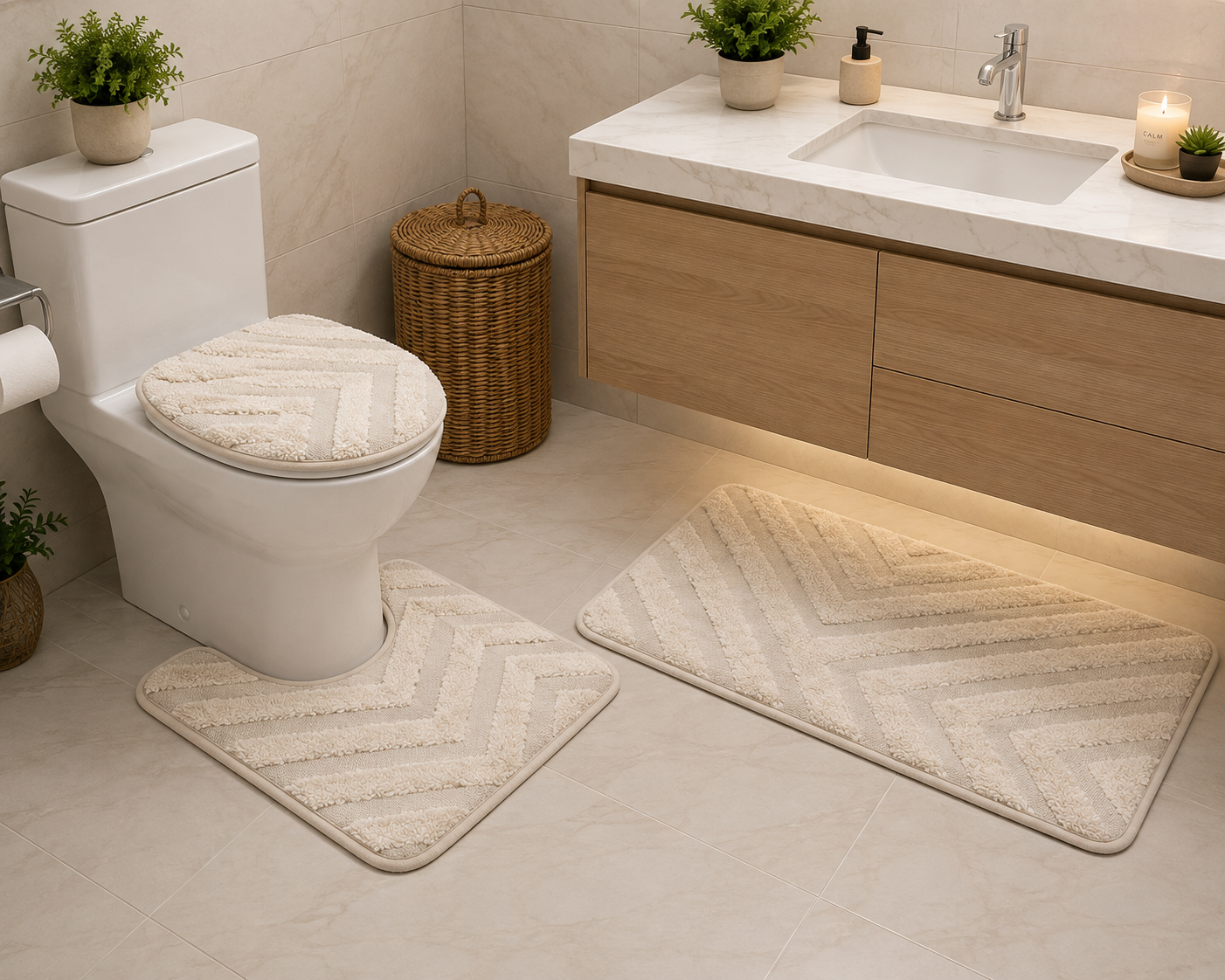 Bath Mat Set 3pc wGlitter 50x80cm