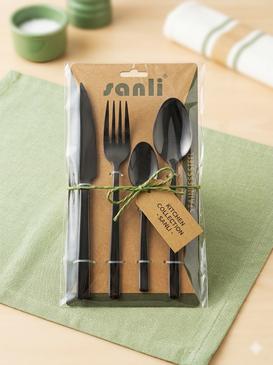 Cutlery Set 4pc Onyx Square Tip
