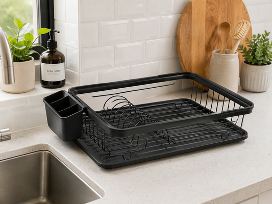 Metal Dish Drainer Chrome/Black
