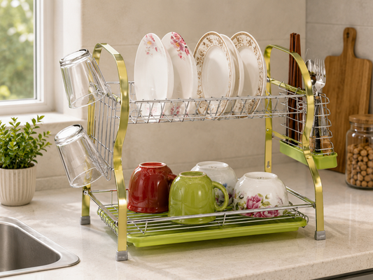Dish Drainer Double Layer Chrome