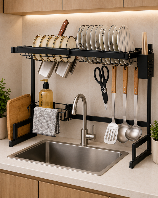 Over The Sink Draining Rack Black