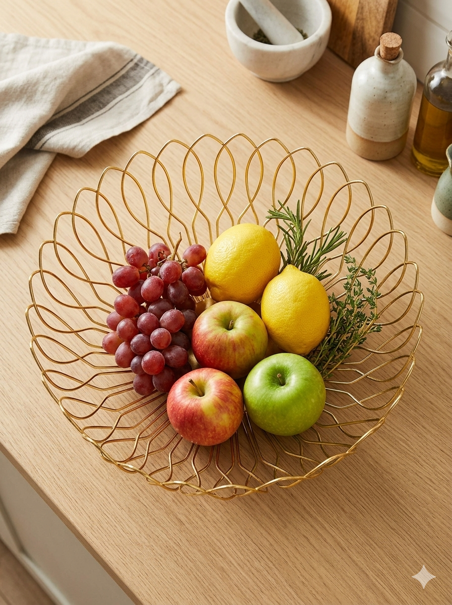 Fruit Basket Metal Gold