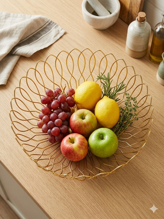 Fruit Basket Metal Gold