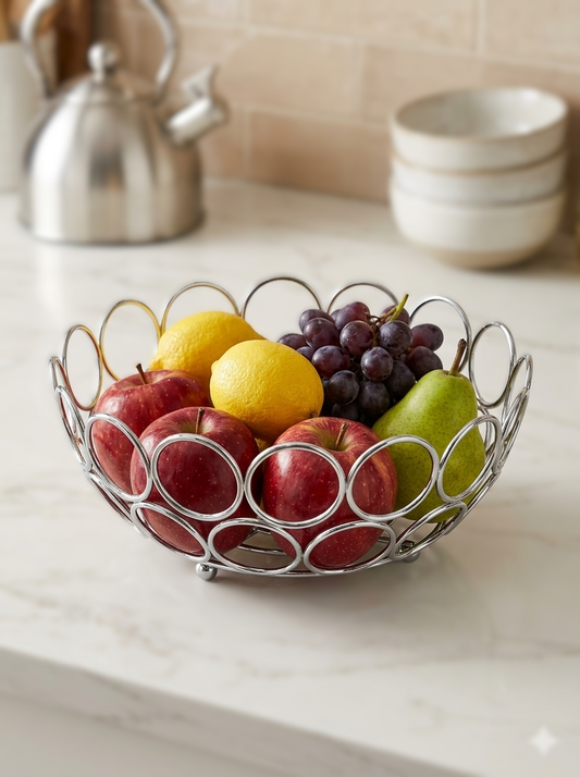 Metal Fruit Basket Chrome
