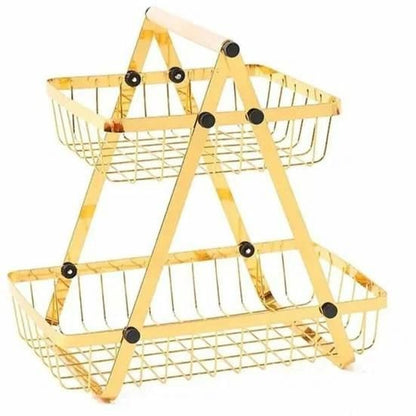 Fruit Basket Metal 2tier Gold