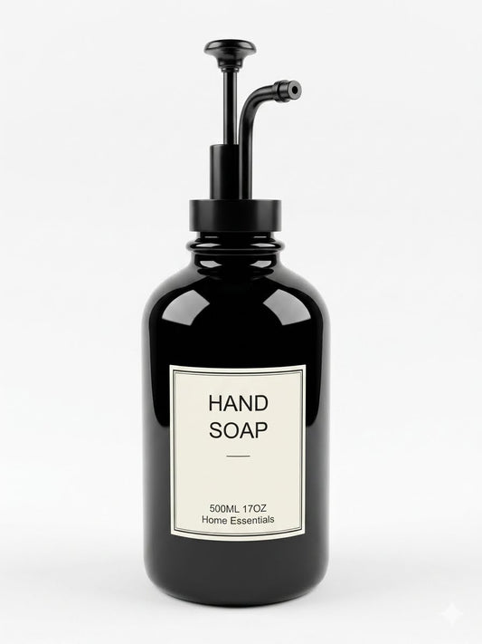 Glass Soap Dispenser Blk 17oz