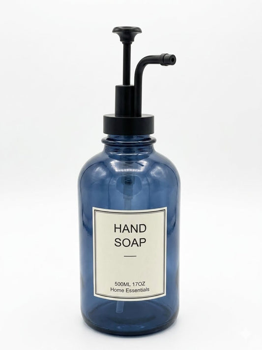 Glass Soap Dispenser Navy 17oz