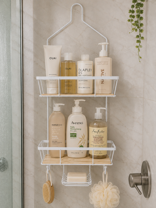 Metal Two Tier Shower Caddy White