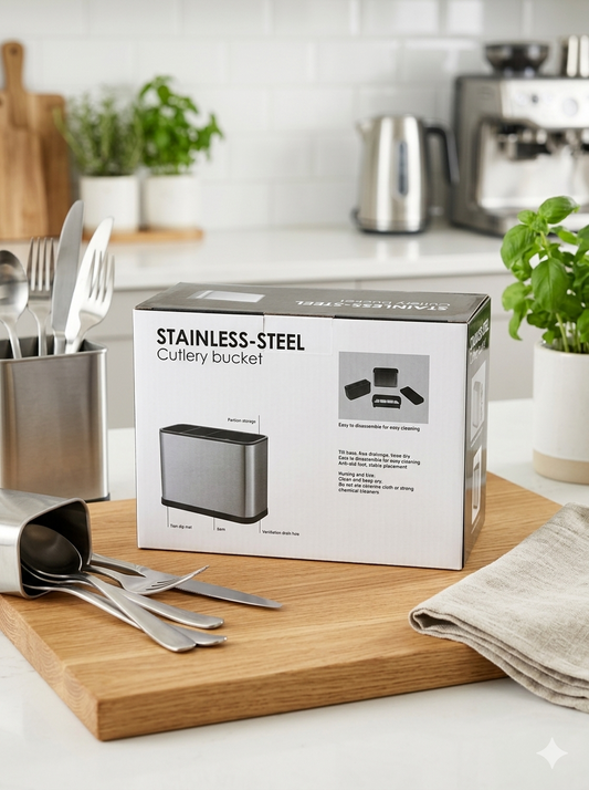 Metal Kitchen Cutlery Bucket St/Steel