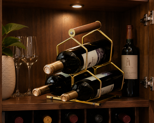 Metal Wine Rack Gold with Handle