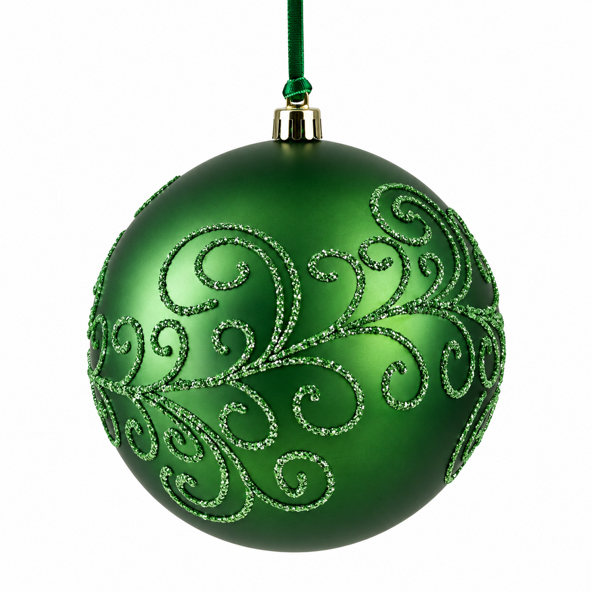 Bauble Shtprf wGlttr Grn 20cm