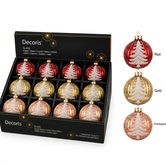 Bauble Glass Clear Mix 8cm