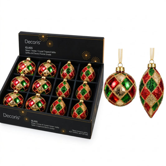 Bauble Glass Mix Shny 8cm