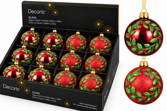 Bauble Glass Matt/Shny Red