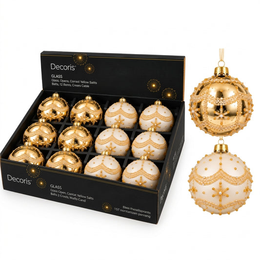 Bauble Glass Shny Gld/Pearl