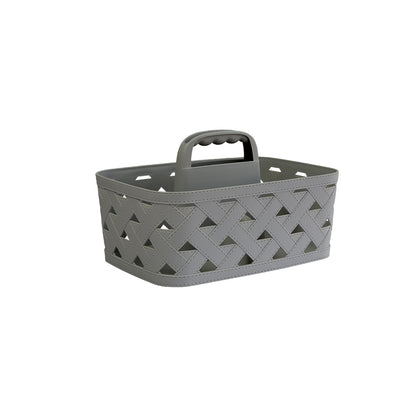 DB Lth Text Basket w Hndl 7lt