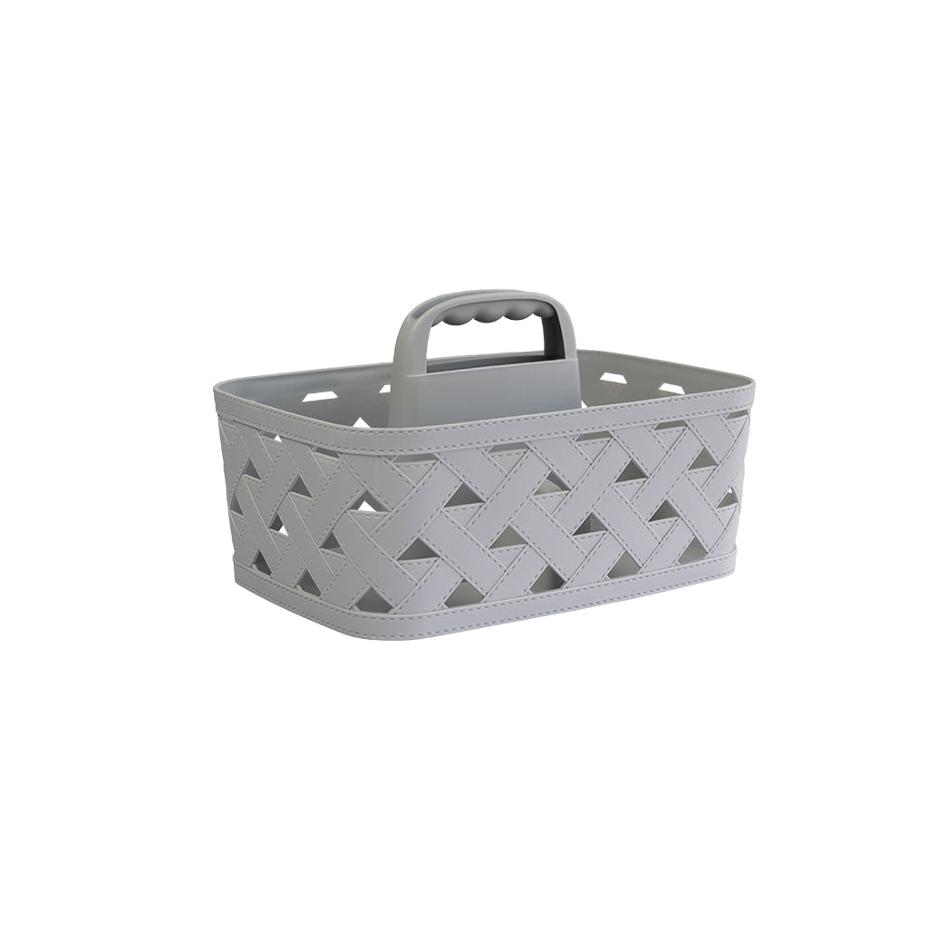 DB Lth Text Basket w Hndl 7lt