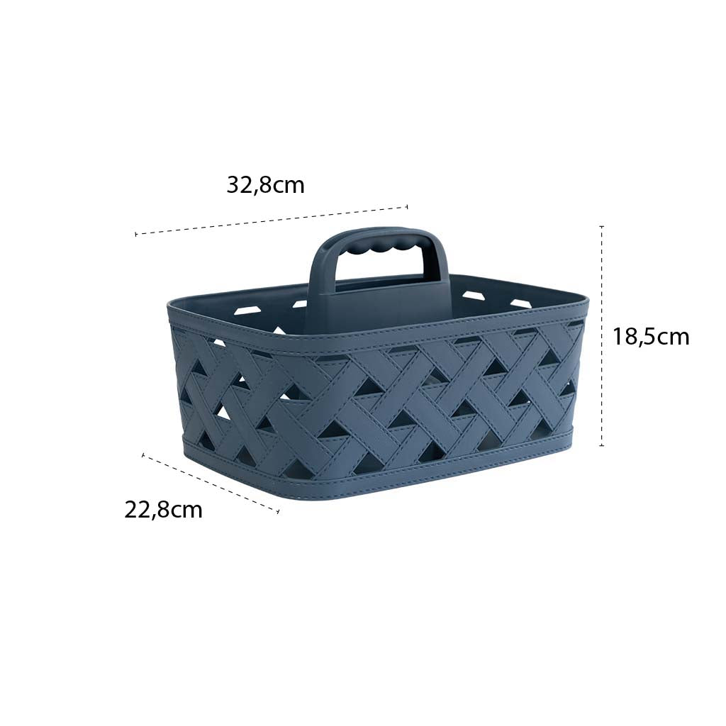 DB Lth Text Basket w Hndl 7lt