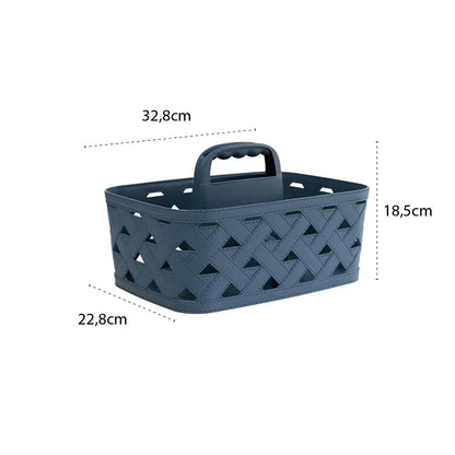 DB Lth Text Basket w Hndl 7lt