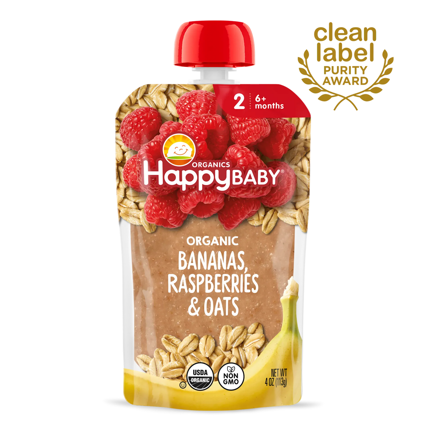 OHB CC Ban Rasp Oats 4oz Pch Stg2 6mths+
