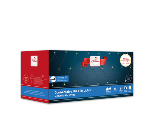 Connect Net Led Lgts 160 W/Wht