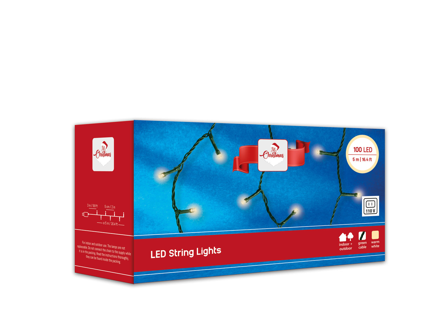 Budget String 100 LED Light WWht