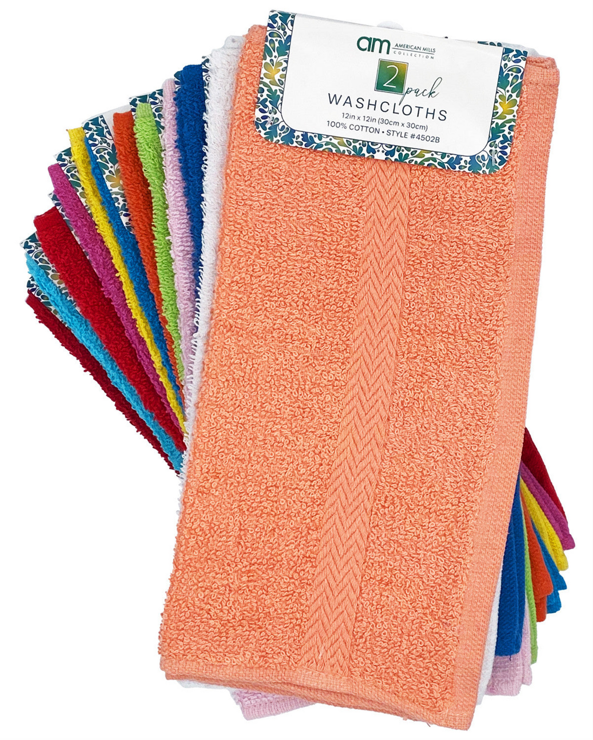Washcloth 2pc 100% Cotton 12x12in