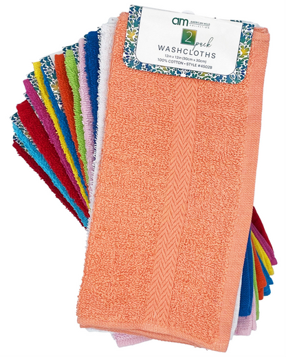 Washcloth 2pc 100% Cotton 12x12in