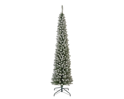 Snowy Pencil Pine Tree Grn/Wt 7ft