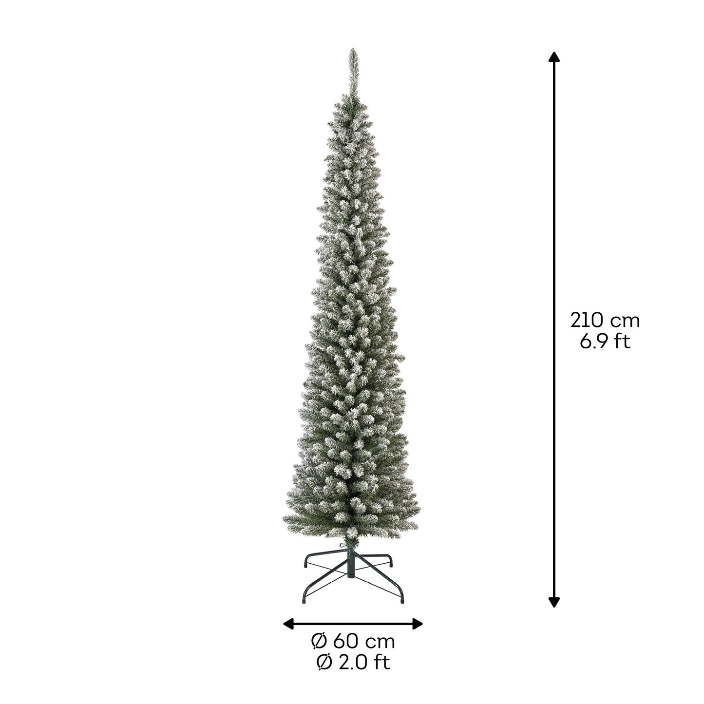 Snowy Pencil Pine Tree Grn/Wt 7ft