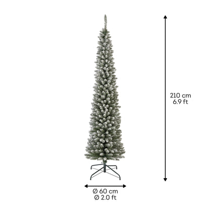 Snowy Pencil Pine Tree Grn/Wt 7ft