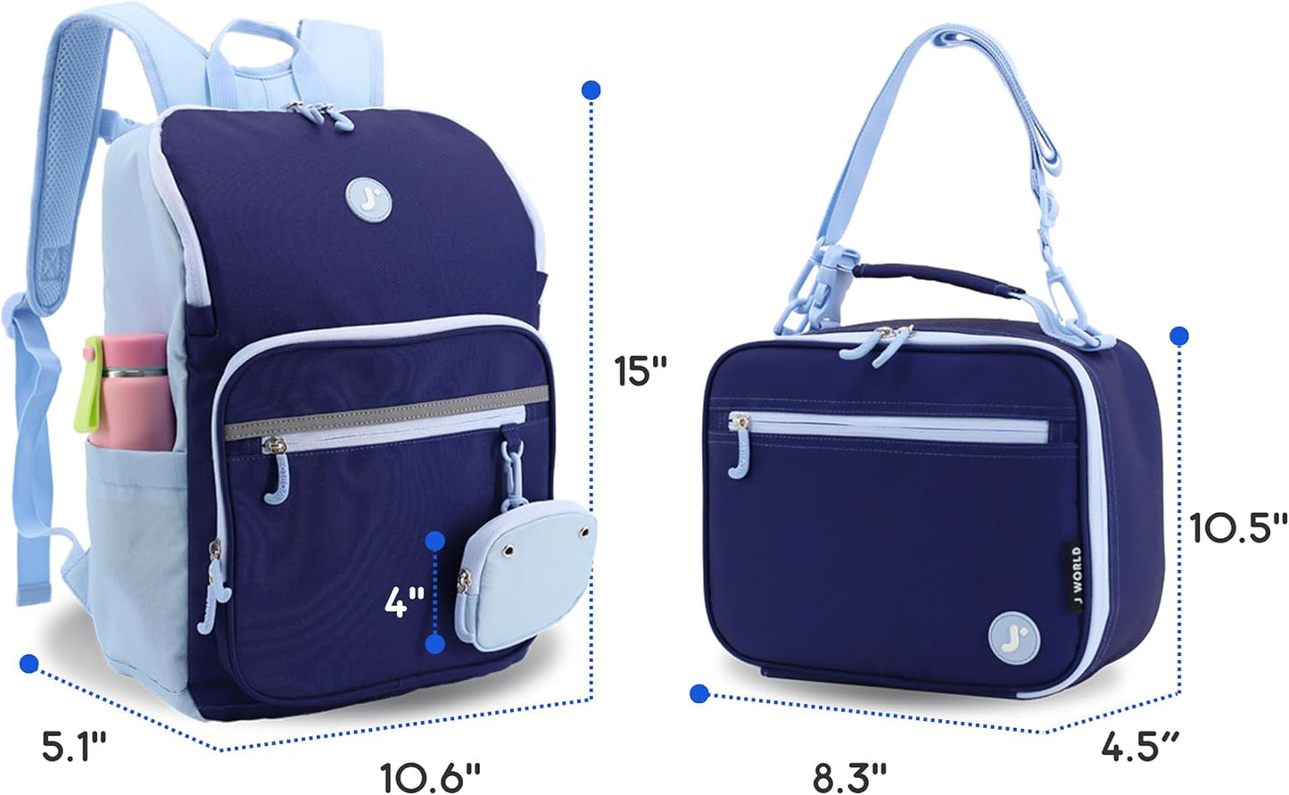 J World Junior Backpack+Lunch Bag Set Navy