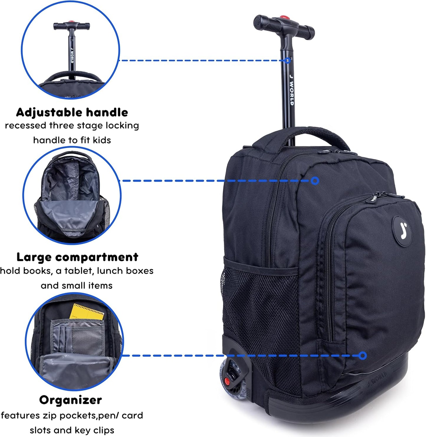 Sunny Trolly Backpack Black 17in