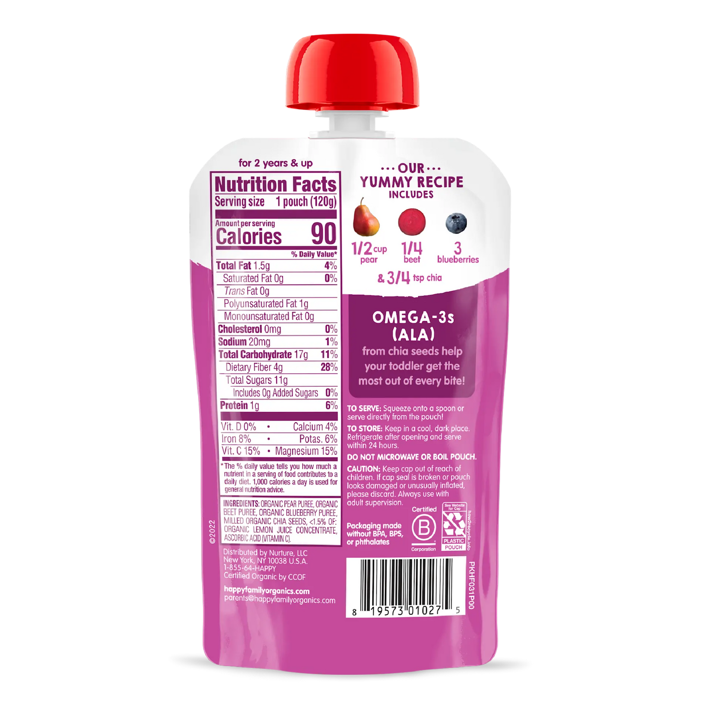 OHT SprFds Pear Beet Bbry 4.22oz Pch Stg4 2yrs+
