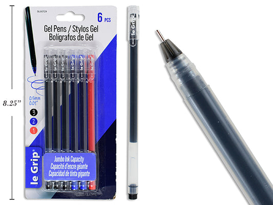 Pens Gel Stick 6pc Asst