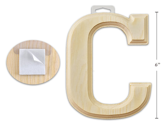 Natural Wood Letter C 6in