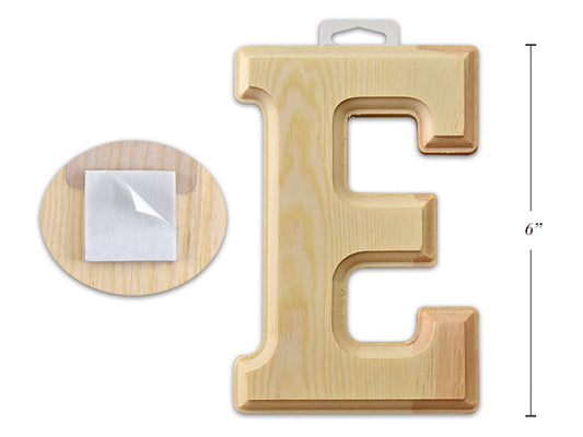 Natural Wood Letter E 6in