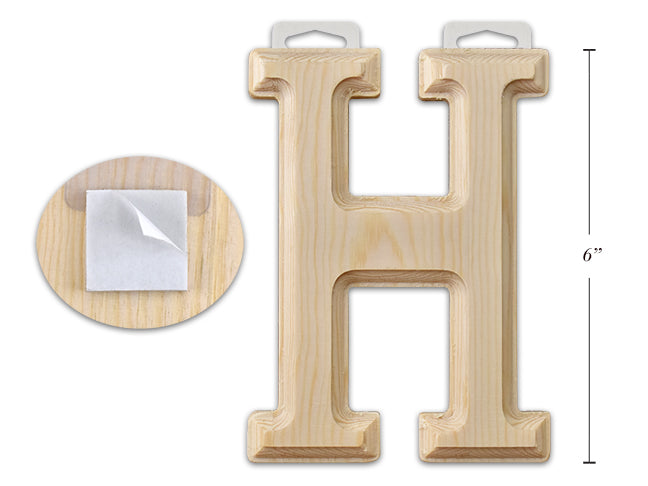 Natural Wood Letter H 6in