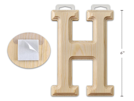 Natural Wood Letter H 6in