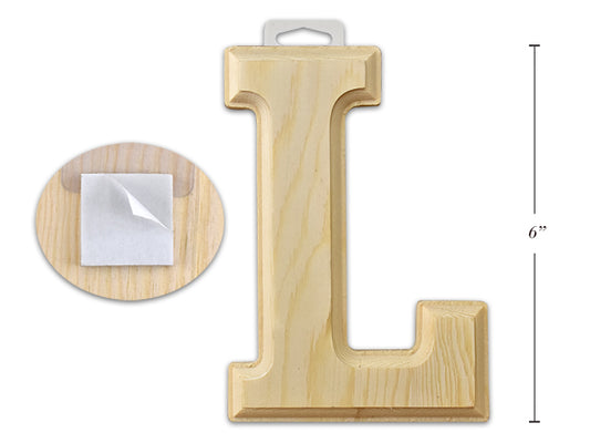 Natural Wood Letter L 6in